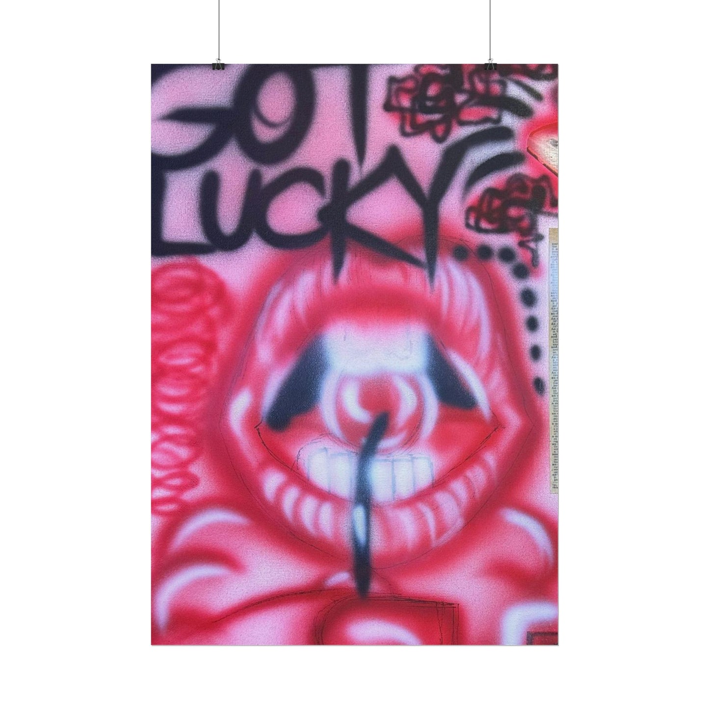 "be happy go lucky" airbrush rolled print