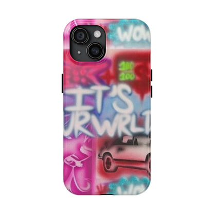 "it's ur WRLD" airbrush iPhone case