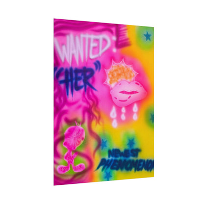 "wanted" airbrush rolled print