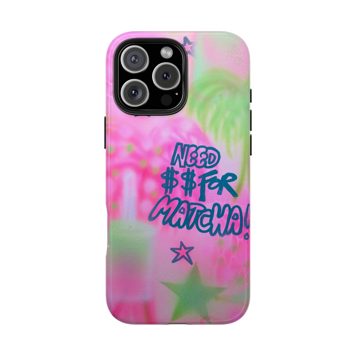 "need $$ for matcha" airbrush iPhone case