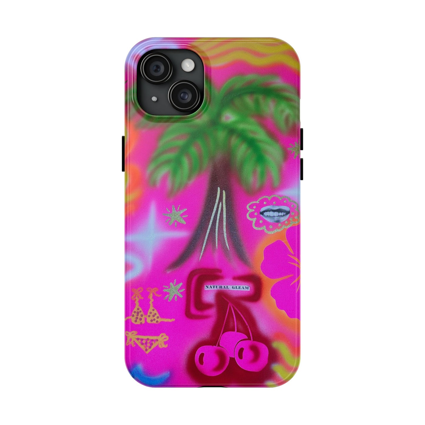 "neon pink palms" airbrush iPhone case