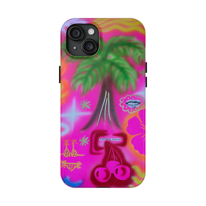 "neon pink palms" airbrush iPhone case
