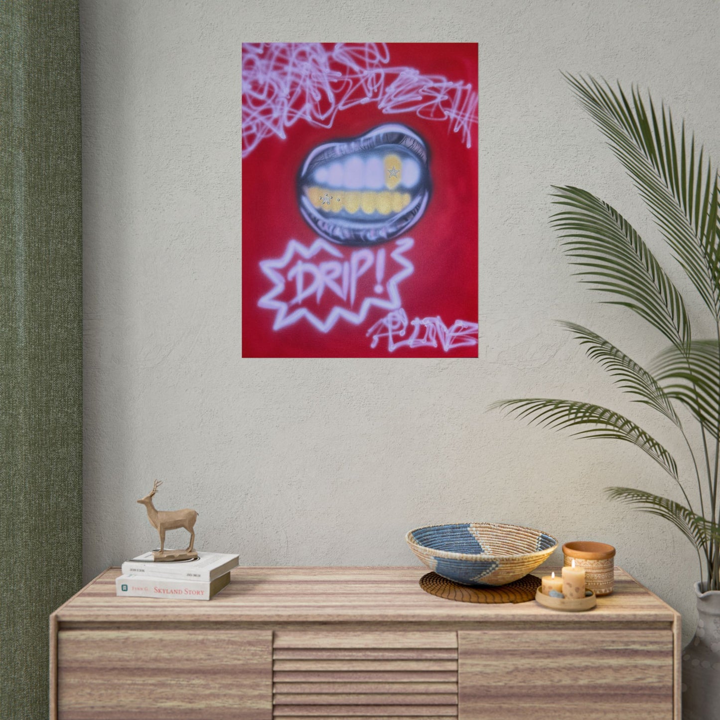 "tooth drip" airbrush rolled print
