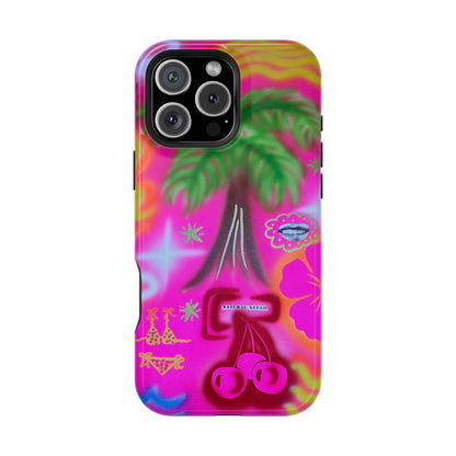 MagSafe "neon pink palms" Airbrush iPhone-Hülle