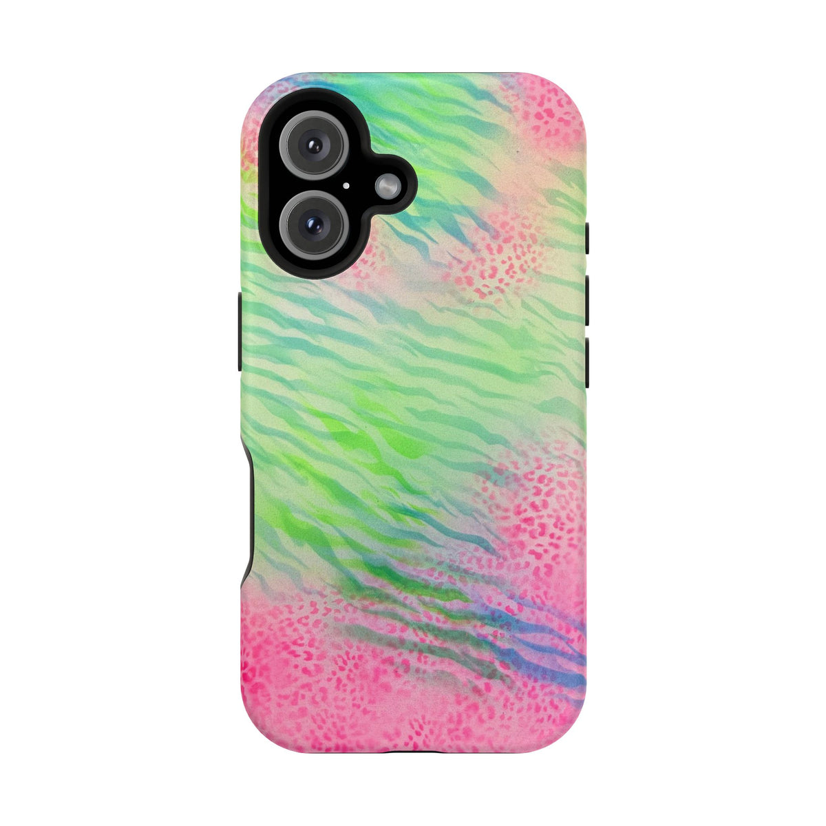 MagSafe "teal cheetah" airbrush iPhone case
