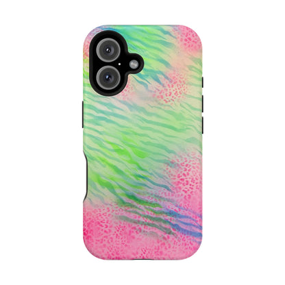 MagSafe "teal cheetah" airbrush iPhone case
