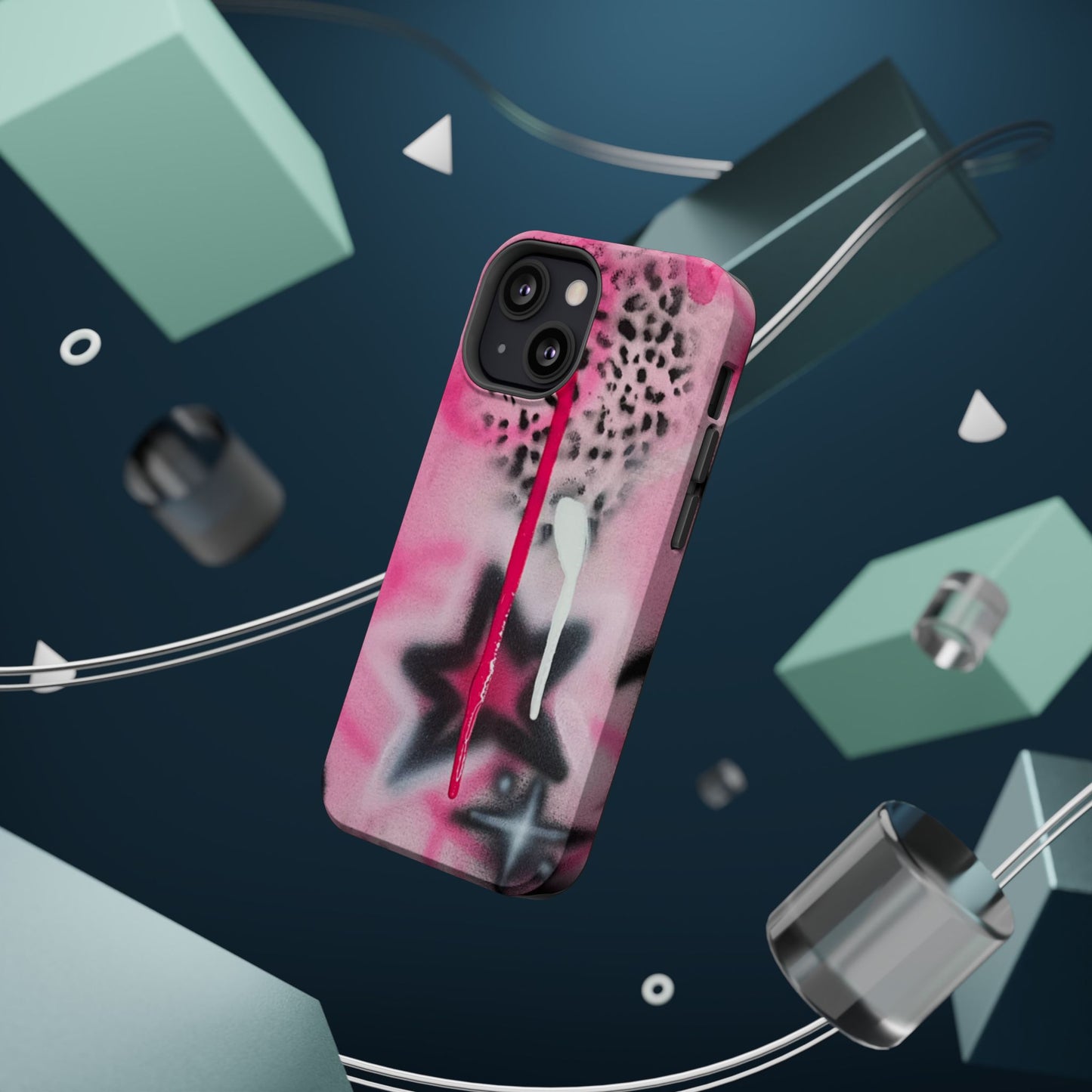 MagSafe "pink cheetah" airbrush iPhone case