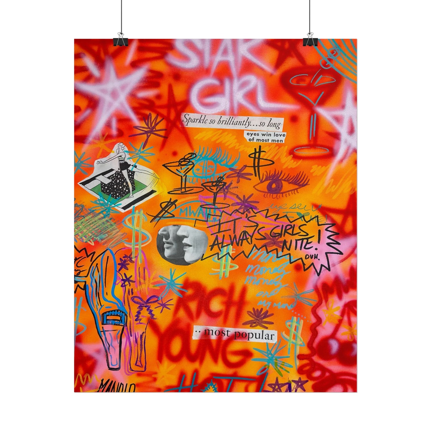 "young, rich, hot" airbrush rolled print