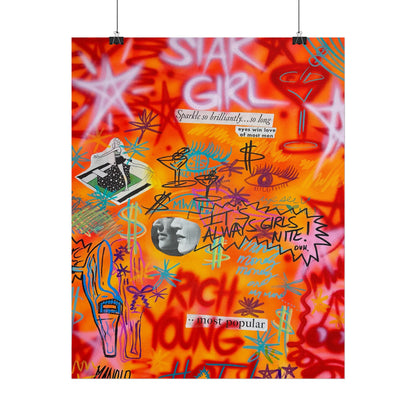 "young, rich, hot" airbrush rolled print