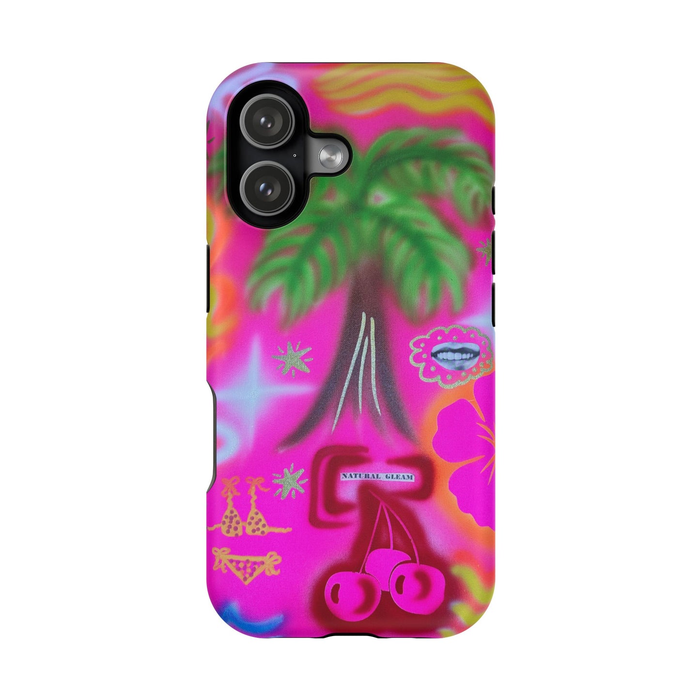 MagSafe "neon pink palms" Airbrush iPhone-Hülle