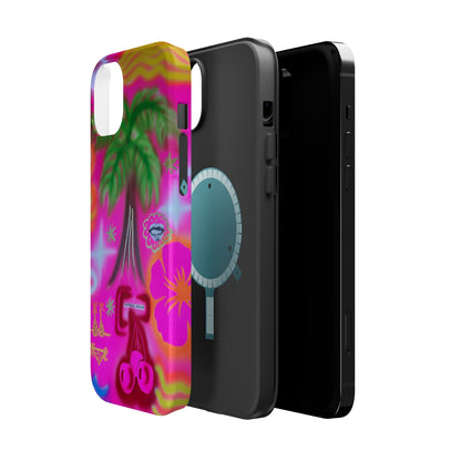 MagSafe "neon pink palms" Airbrush iPhone-Hülle