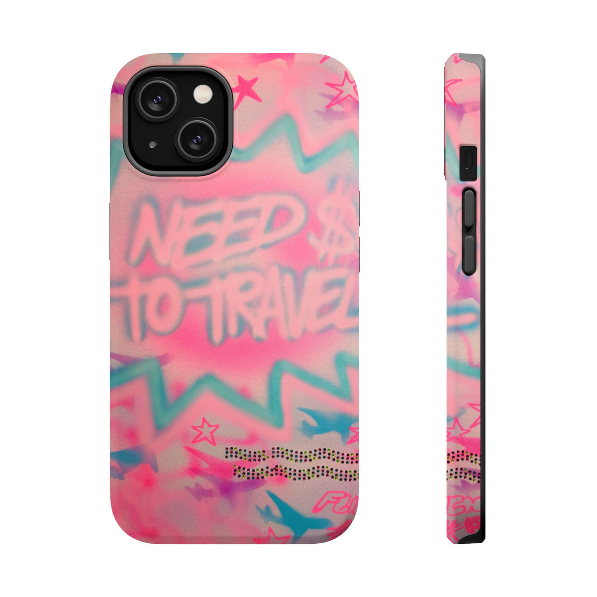 MagSafe "need $$ to travel" airbrush iPhone case