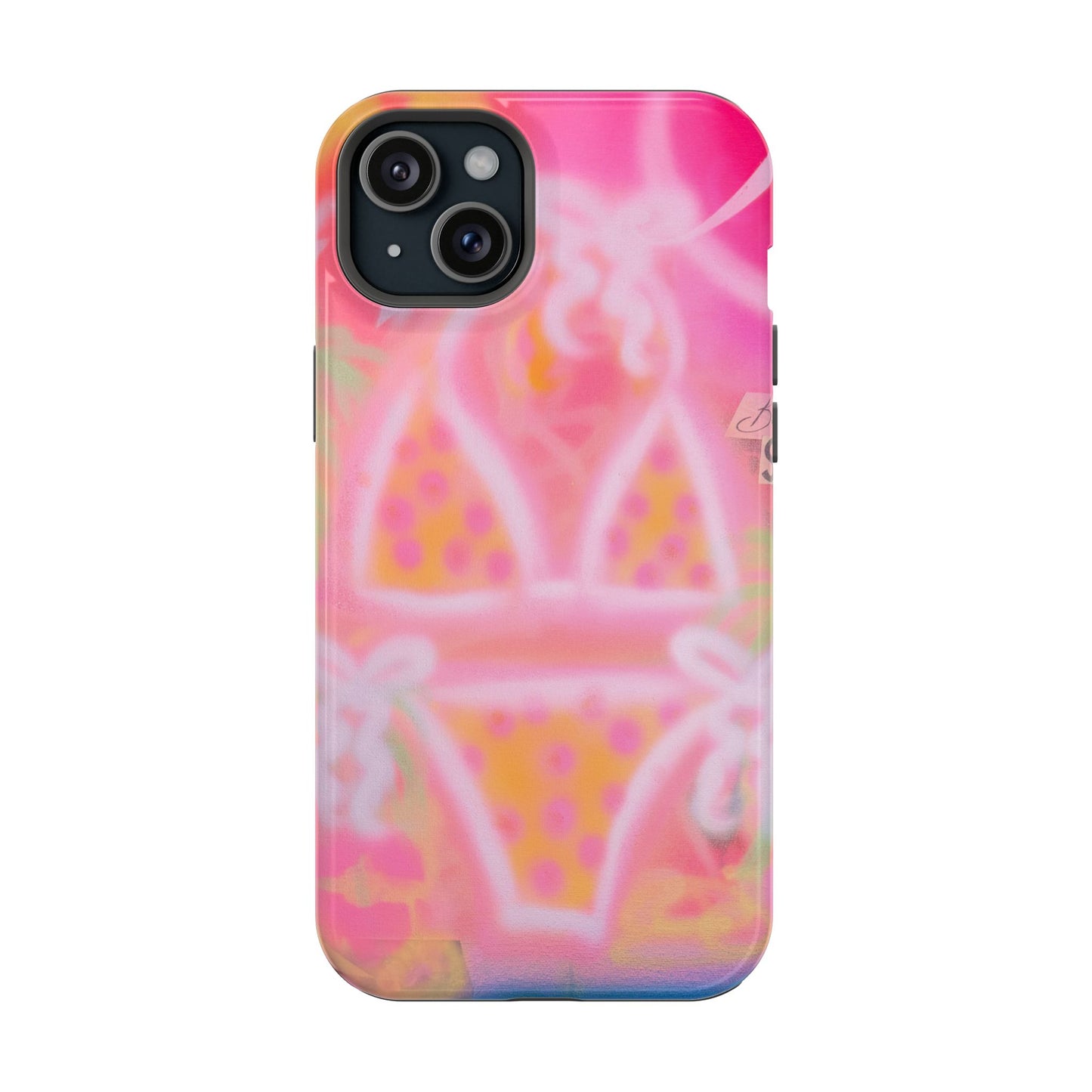 MagSafe "yellow polka dot bikini" airbrush iPhone case