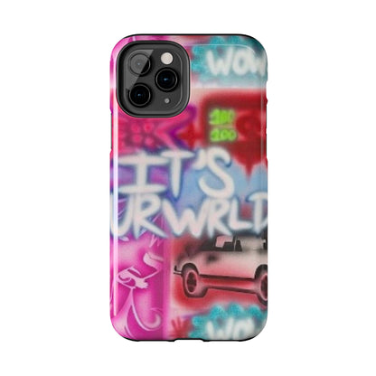 "it's ur WRLD" airbrush iPhone case