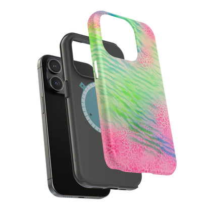 MagSafe "teal cheetah" airbrush iPhone case