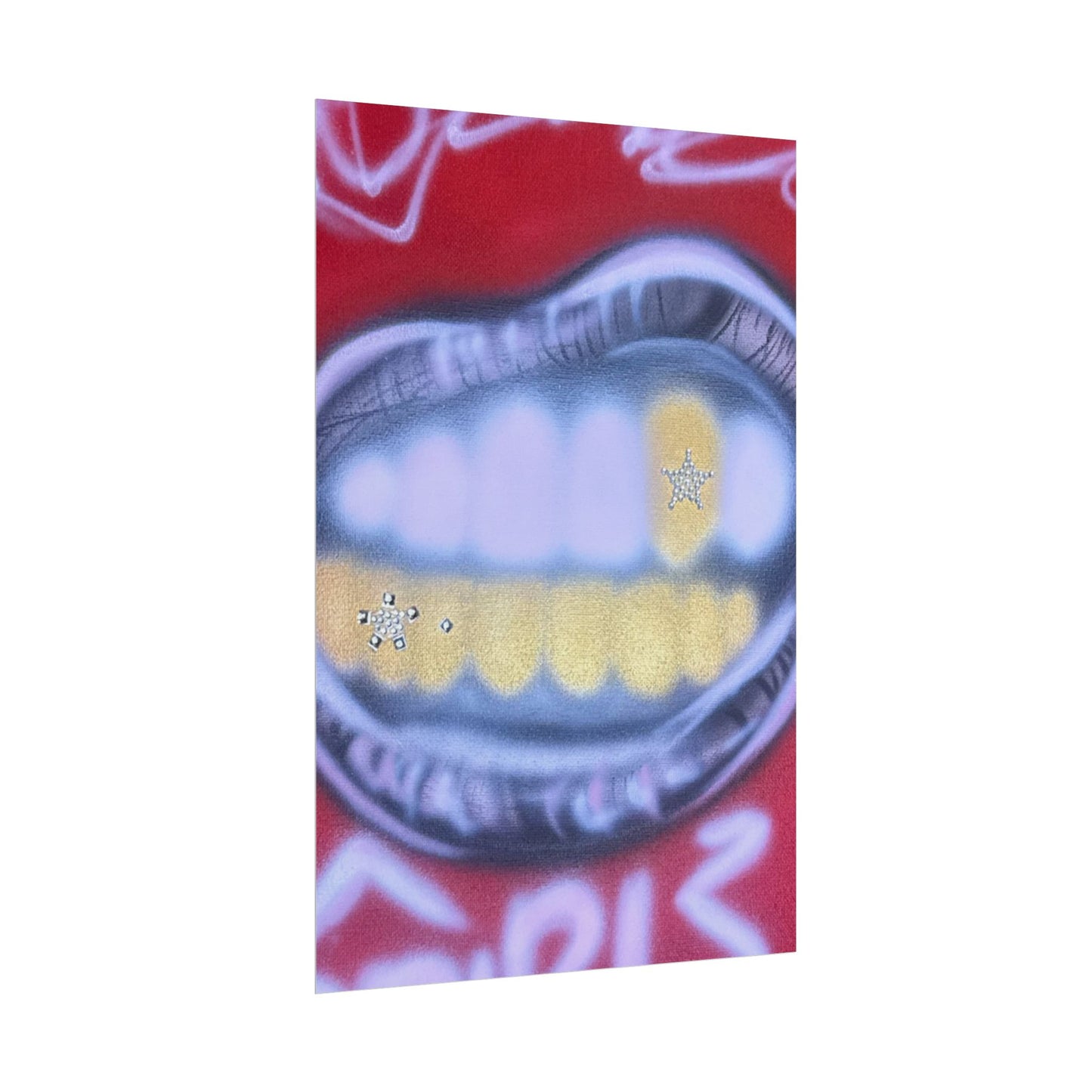 "bite me bling" airbrush rolled print