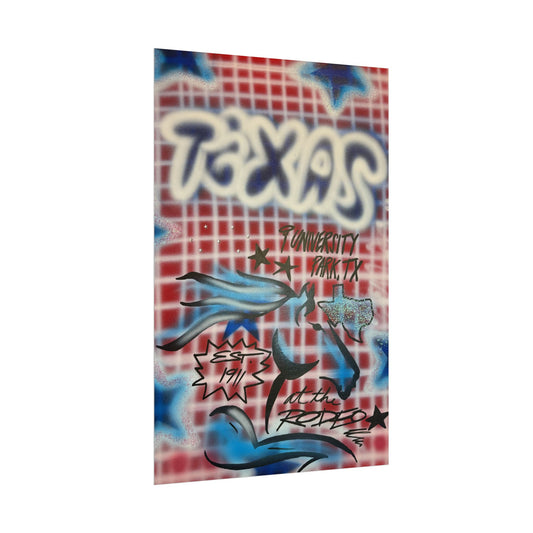 "texas" airbrush rolled print