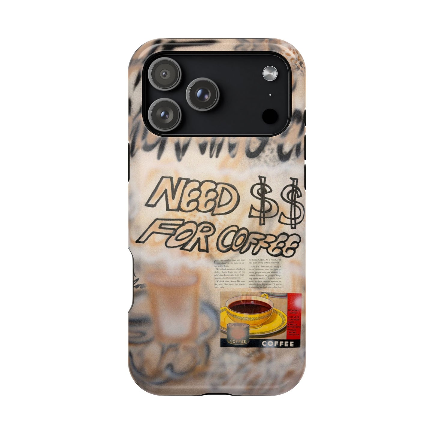MagSafe "need $$ for coffee" airbrush iPhone case