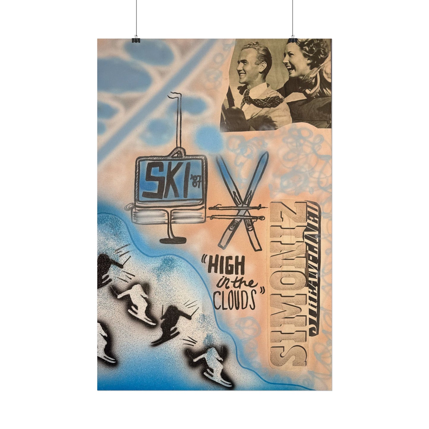 "high in the clouds" airbrush rolled print