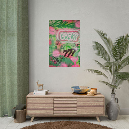 "so lucky" airbrush rolled print