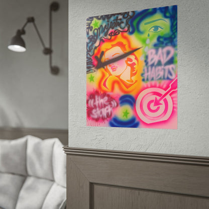 "bad habits" airbrush rolled print