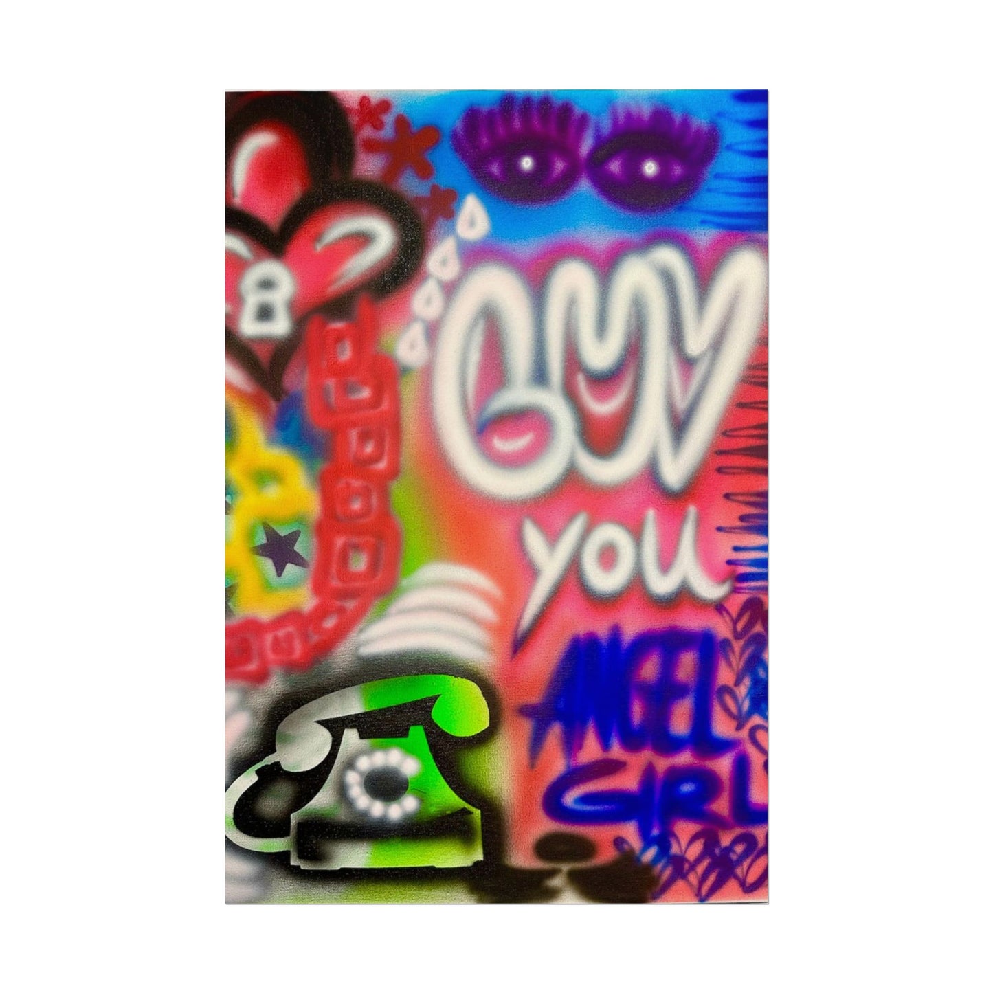 "luv u angel girl" airbrush rolled print