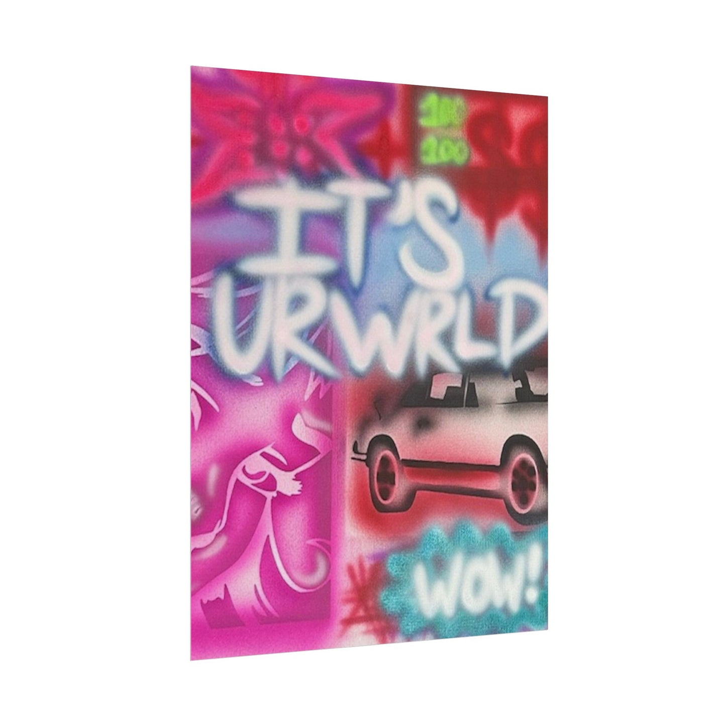"it's ur WRLD" airbrush rolled print