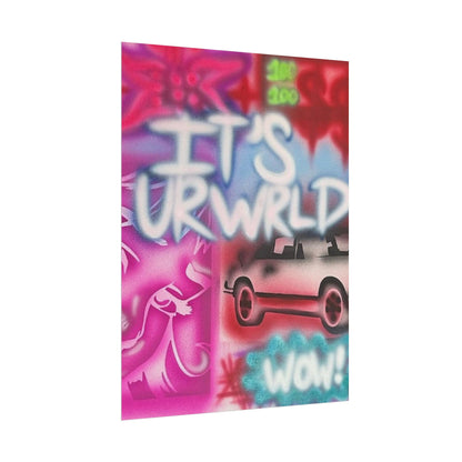 "it's ur WRLD" airbrush rolled print