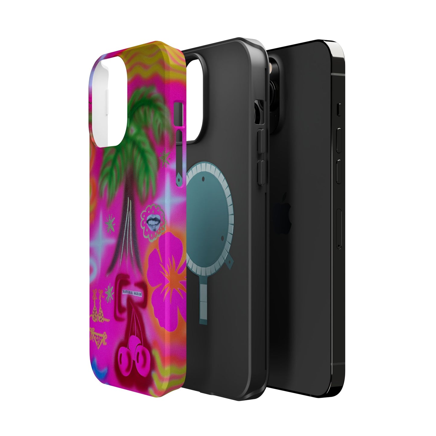 MagSafe "neon pink palms" Airbrush iPhone-Hülle