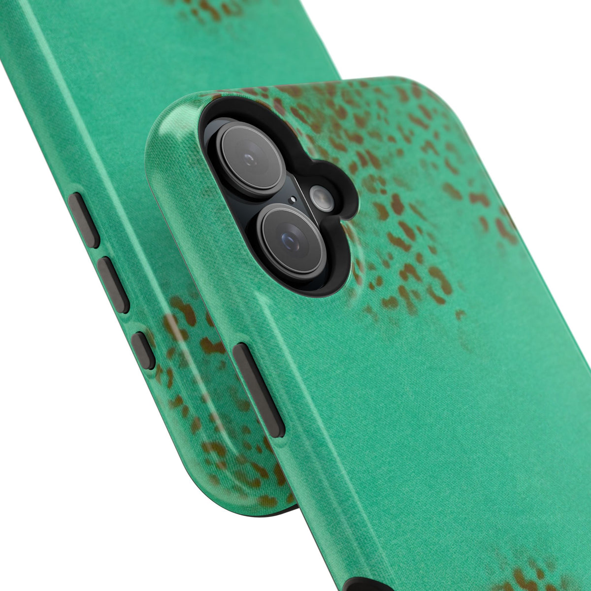 MagSafe "teal cheetah" airbrush iPhone case