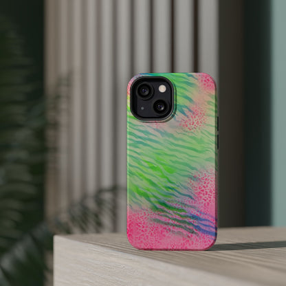 MagSafe "teal cheetah" airbrush iPhone case