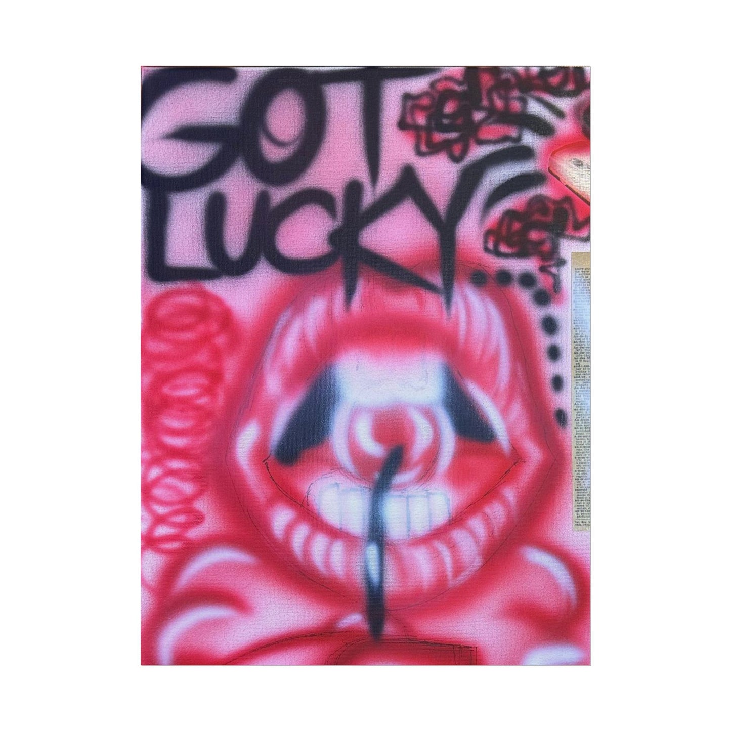 "be happy go lucky" airbrush rolled print