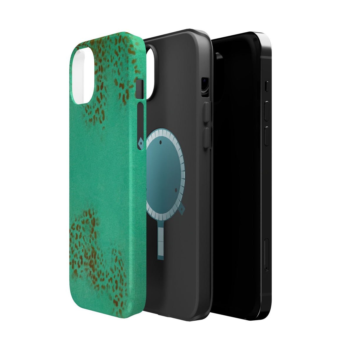 MagSafe "teal cheetah" airbrush iPhone case