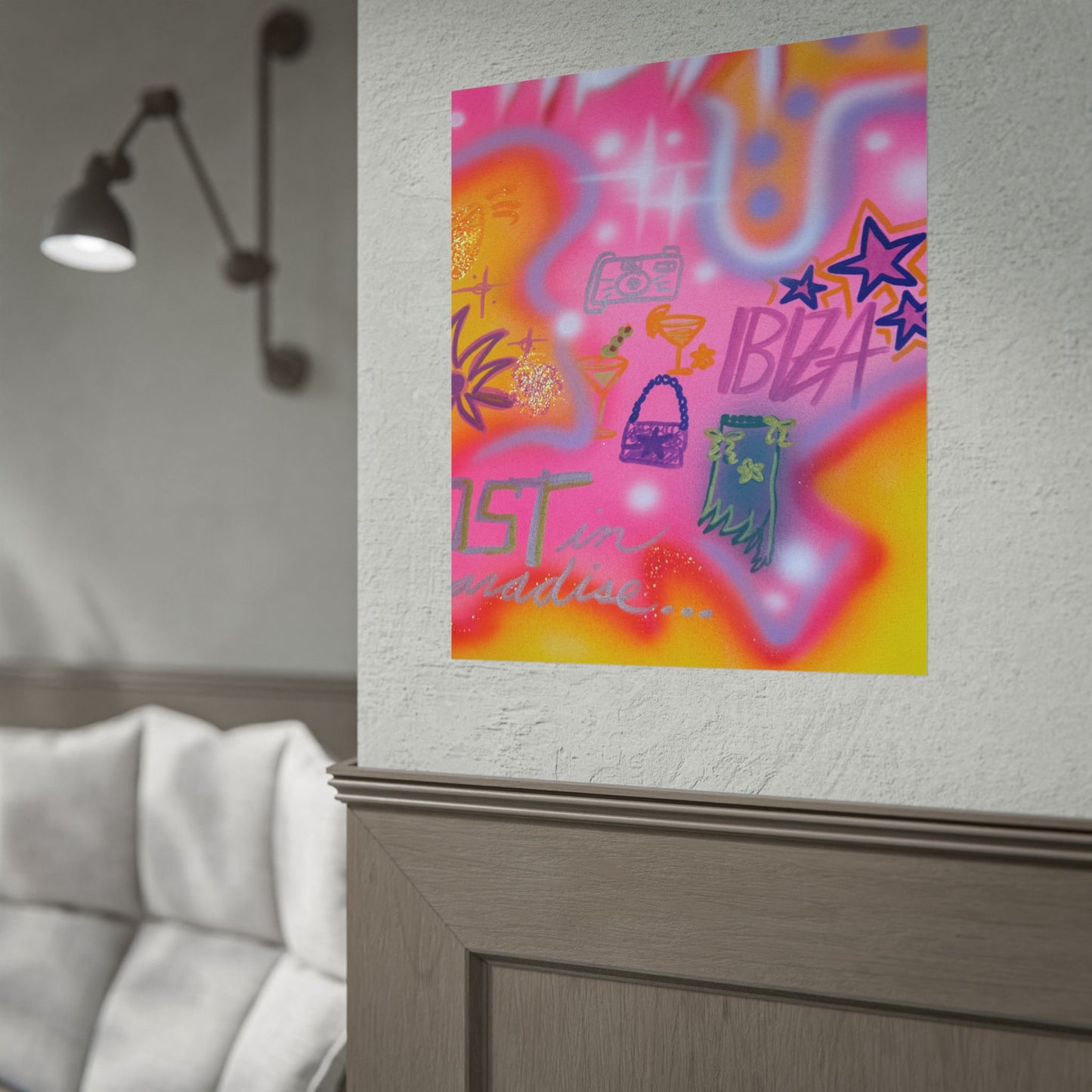 "ibiza" airbrush rolled print