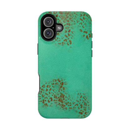 MagSafe "teal cheetah" airbrush iPhone case