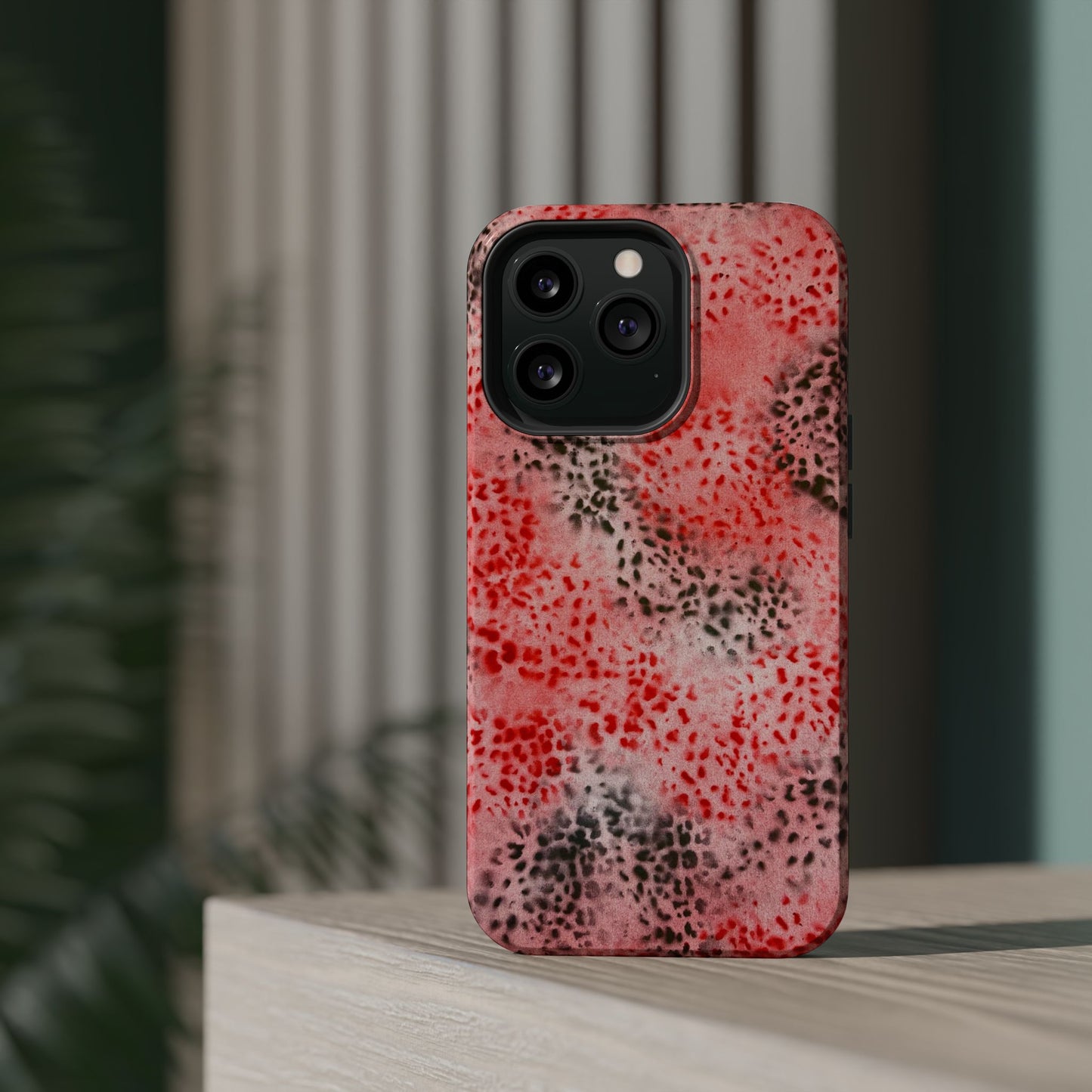 MagSafe "red cheetah" airbrush iPhone case