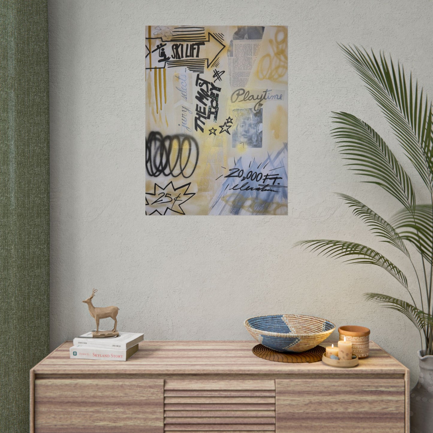 "golden glacier" airbrush rolled print