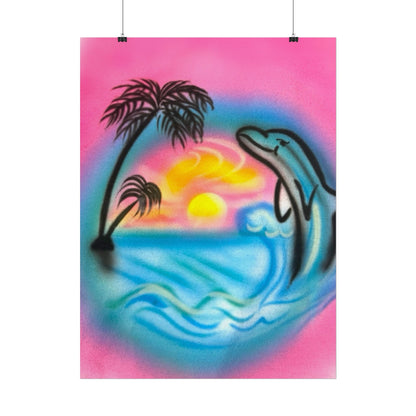 "dolphin love" airbrush rolled print