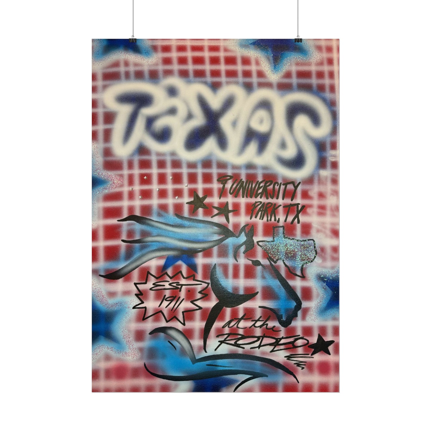 "texas" airbrush rolled print