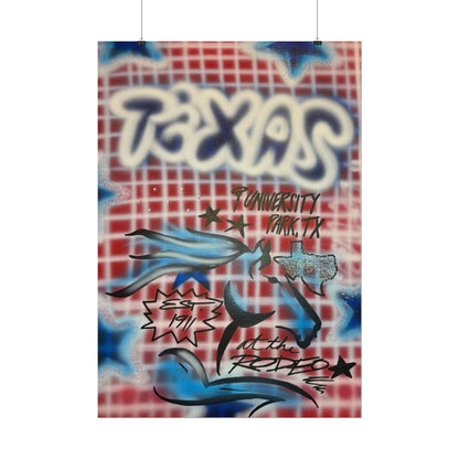 "texas" airbrush rolled print