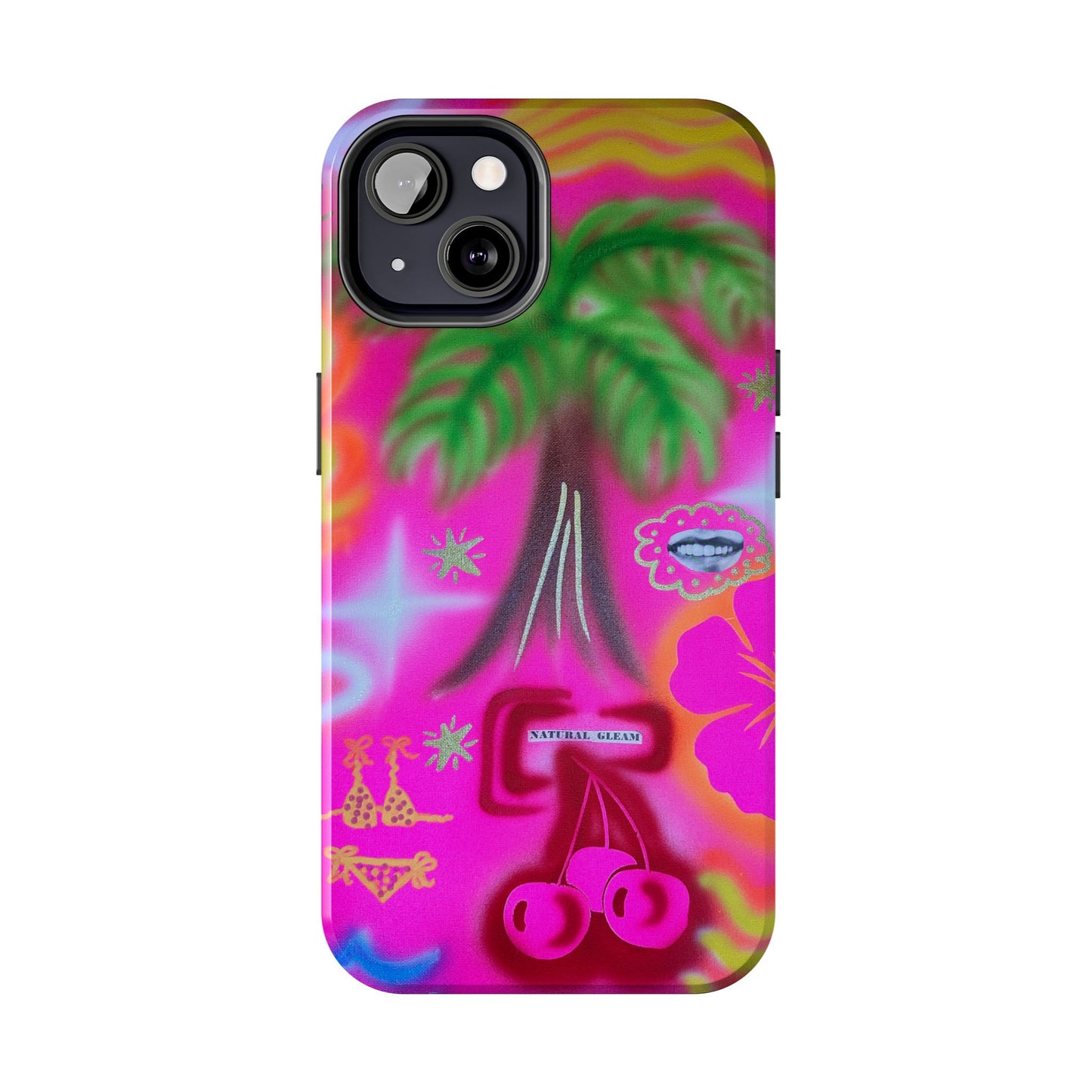 "neon pink palms" airbrush iPhone case