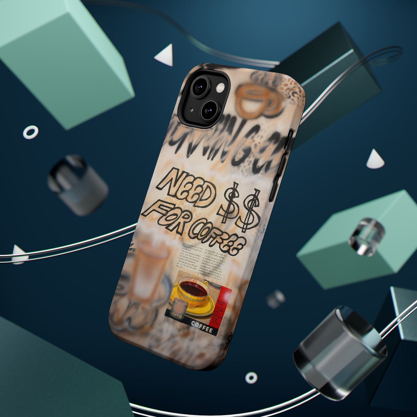 MagSafe "need $$ for coffee" airbrush iPhone case
