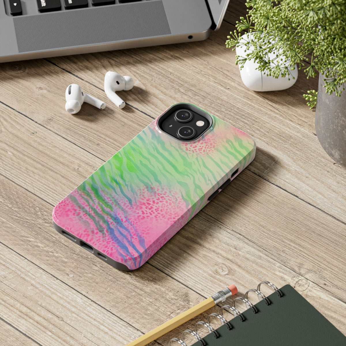"teal cheetah" airbrush iPhone case