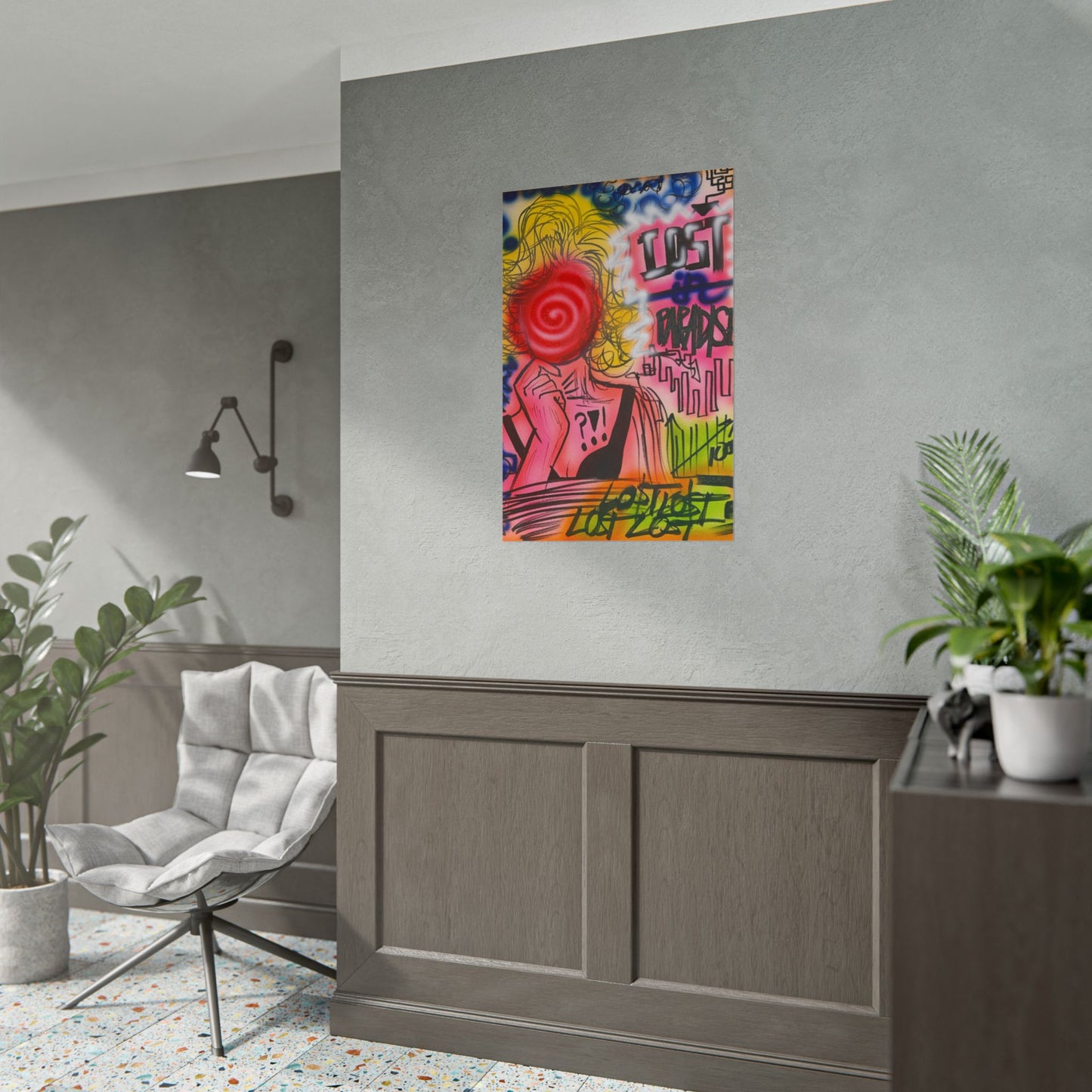 "lost in paradise" airbrush rolled print