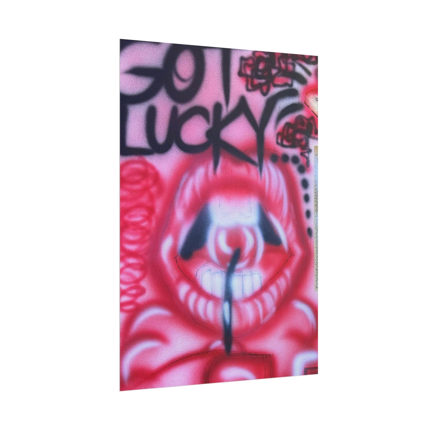 "be happy go lucky" airbrush rolled print