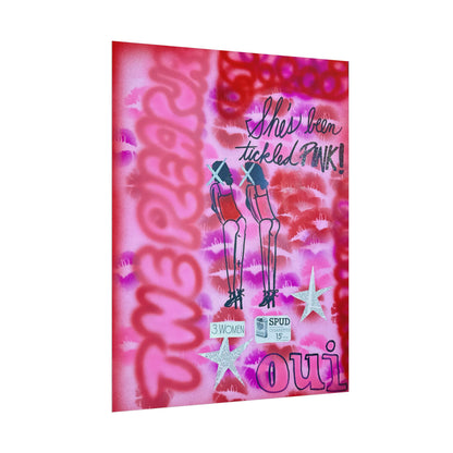 "tickled pink" airbrush rolled print