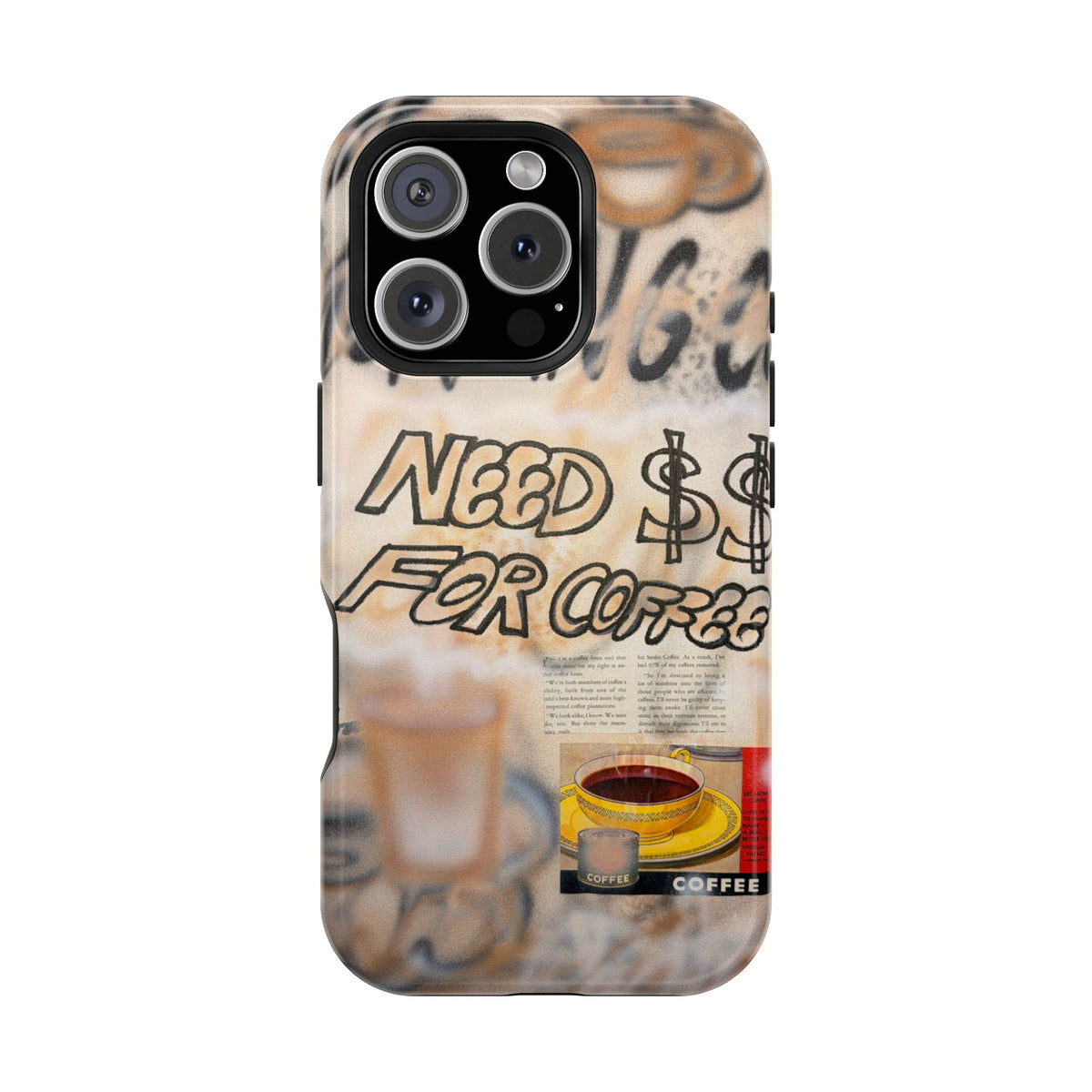 MagSafe "need $$ for coffee" airbrush iPhone case