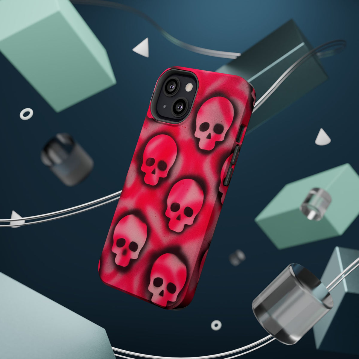 MagSafe "pink skully" airbrush iPhone case
