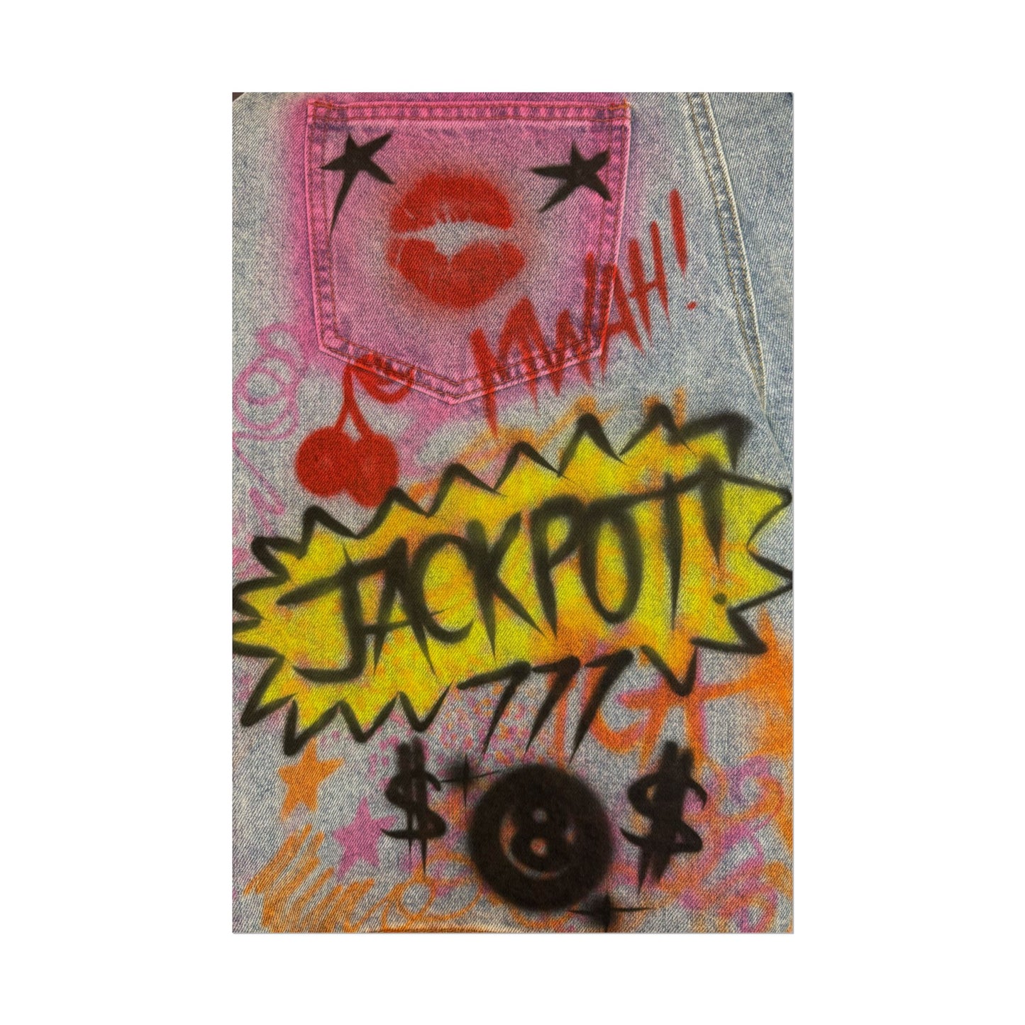 "jackpot!" airbrush rolled print