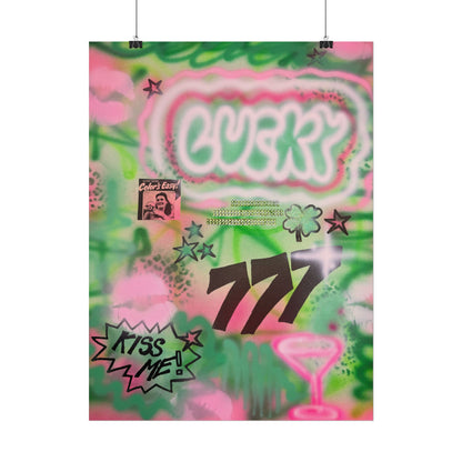 "so lucky" airbrush rolled print